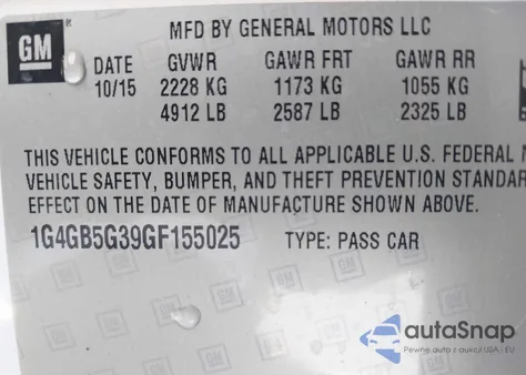 2016 Buick Lacrosse z USA, uszkodzony, nr VIN 1G4GB5G39GF155025